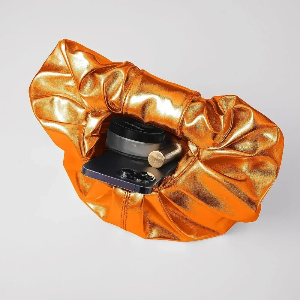 Women's Orange Polyurethane Buckle Stylish Designer Party Wedding Clutch